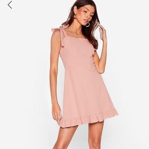 NastyGal Tie Strap Ruffle Mini Dress